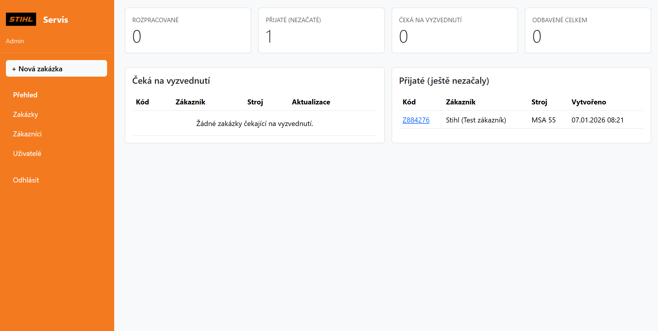 Interní nástroj pro správu zakázek servisu