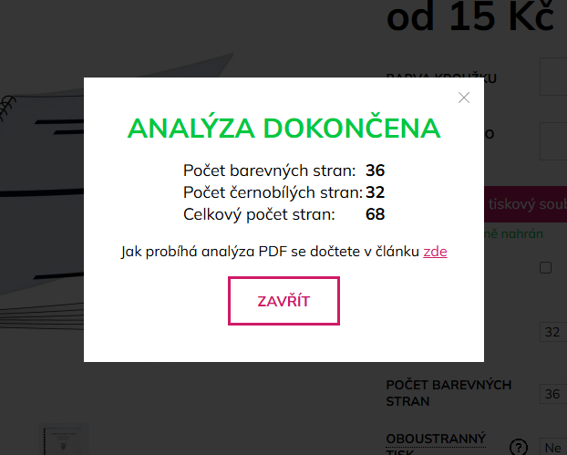 Automatický výpočet ceny tisku nahraného PDF - obrázek 1